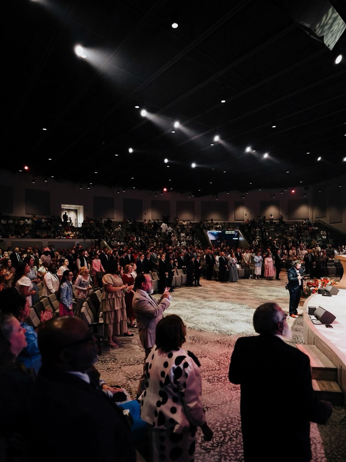 The New Life sanctuary full on a Sunday night, seen from the back corner